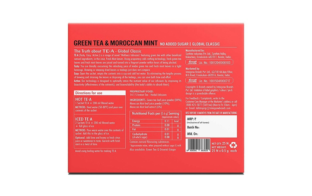 Sprig Green Tea & Moroccan Mint    Box  25 pcs